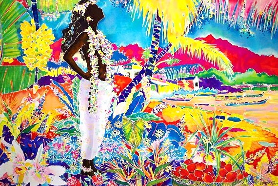 ジェニファー・マークスの絵画作品　タイトルは、アイランドガール